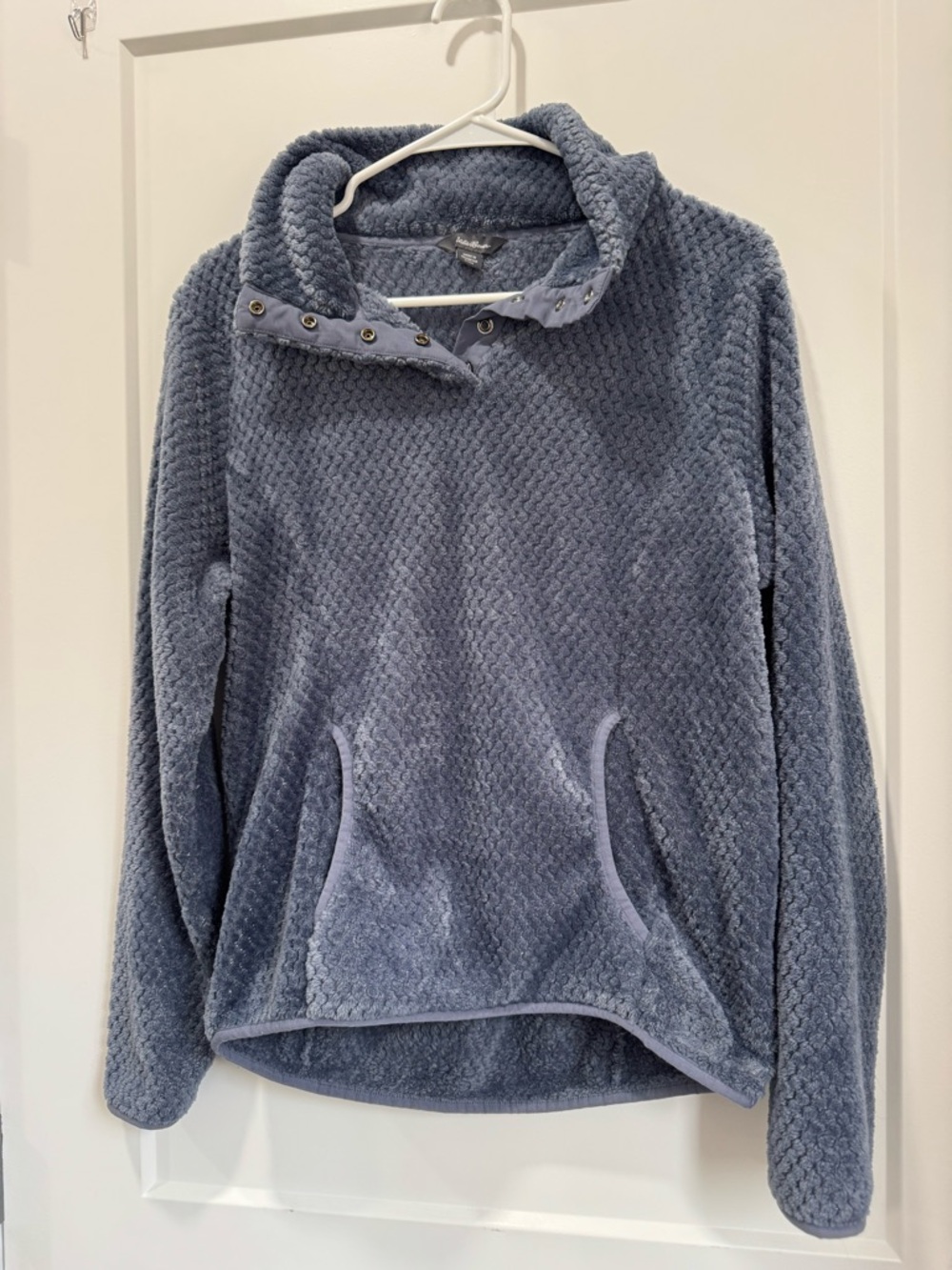 Eddie Bauer Blue Cozy Snap-Front Plush Pullover